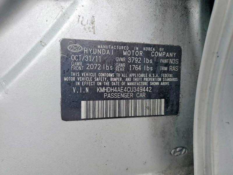 63770866 :رقم المزاد ، KMHDH4AE4CU349442 vin ، 2012 Hyundai Elantra مزاد بيع
