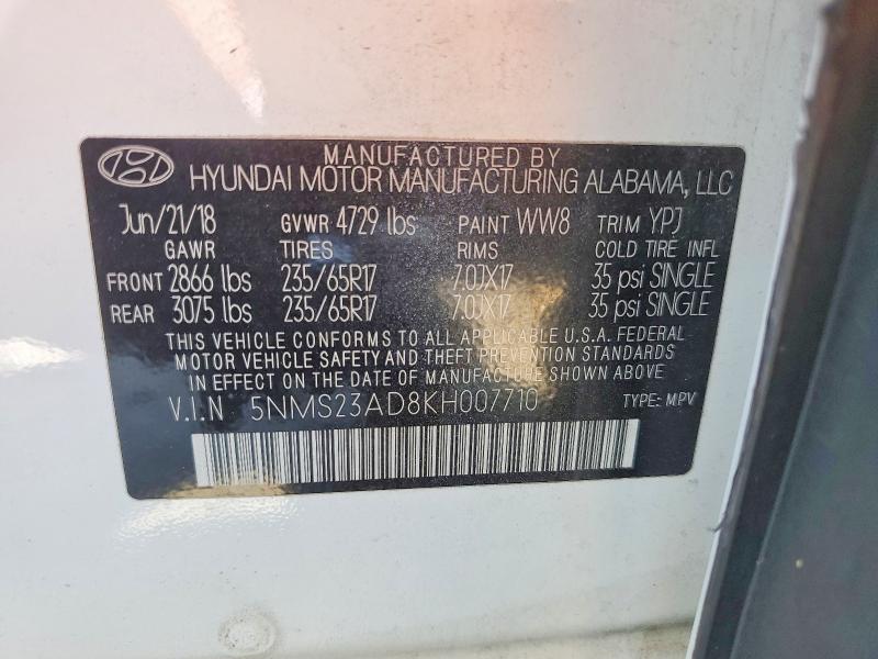 Продаж на аукціоні авто 2019 Hyundai Santa Fe, vin: 5NMS23AD8KH007710, номер лоту: 64477006