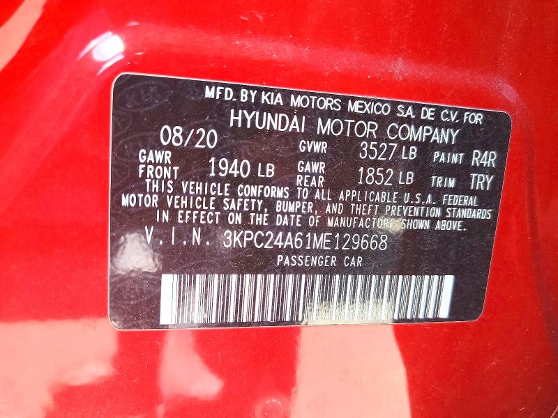 Продаж на аукціоні авто 2021 Hyundai Accent, vin: 3KPC24A61ME129668, номер лоту: 65482796