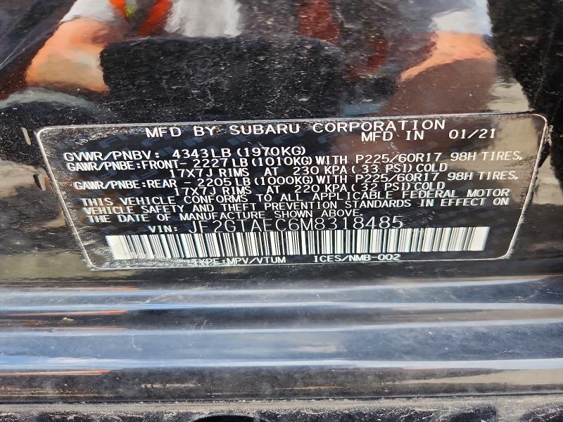 Aukcja sprzedaży 2021 Subaru Crosstrek, vin: JF2GTAEC6M8318485, numer aukcji: 65947556