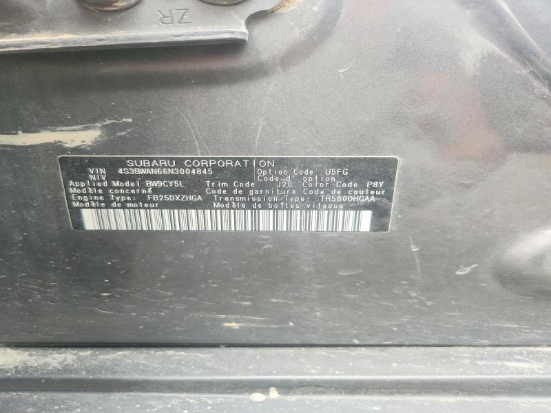 2022 Subaru Legacy მანქანა იყიდება აუქციონზე, vin: 4S3BWAN66N3004845, აუქციონის ნომერი: 66318466