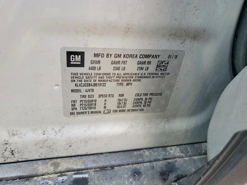Auction sale of the 2018 Buick Encore, vin: KL4CJGSB4JB619122, lot number: 64219106
