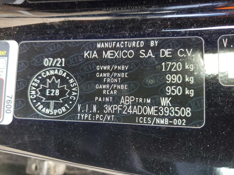 Aukcja sprzedaży 2021 Kia Forte, vin: 3KPF24AD0ME393508, numer aukcji: 64217906