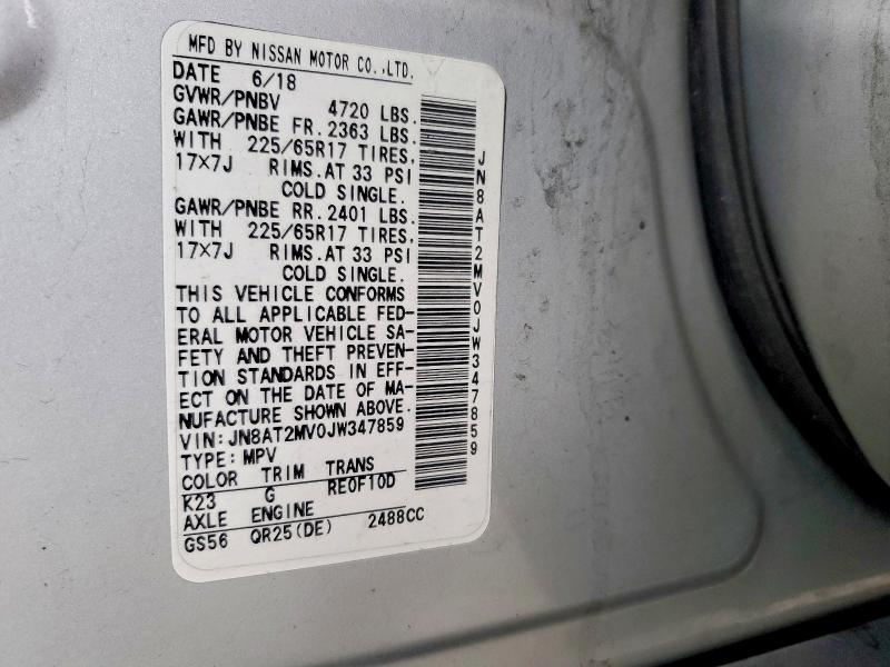 Aukcja sprzedaży 2018 Nissan Rogue, vin: JN8AT2MV0JW347859, numer aukcji: 65804986