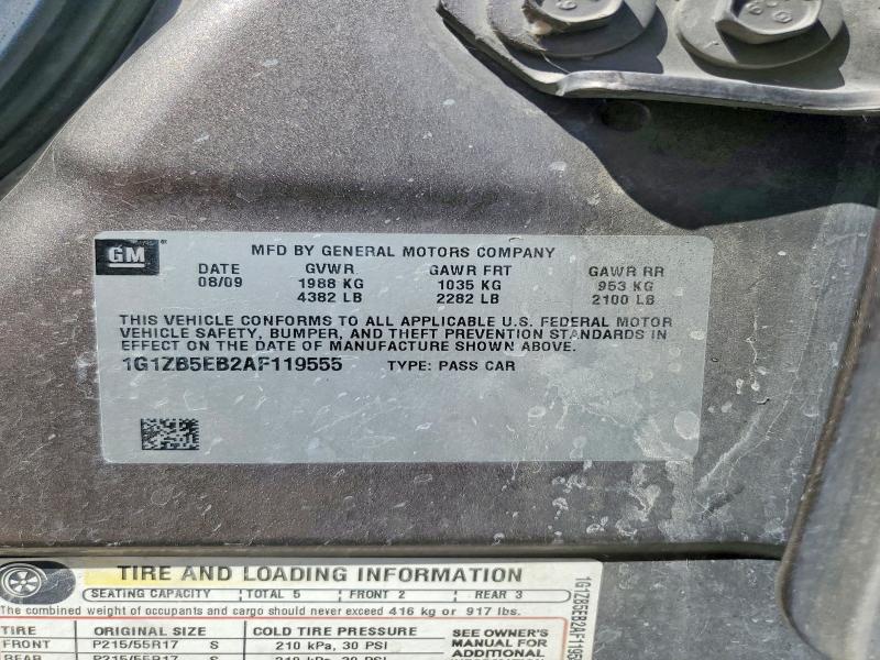 2010 Chevrolet Malibu მანქანა იყიდება აუქციონზე, vin: 1G1ZB5EB2AF119555, აუქციონის ნომერი: 65917946