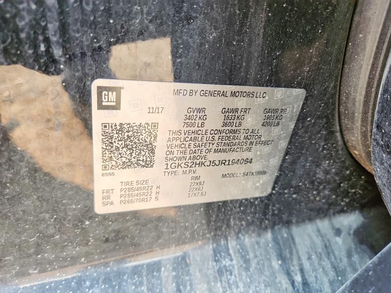 Aukcja sprzedaży 2018 Gmc Yukon Xl, vin: 1GKS2HKJ5JR194064, numer aukcji: 63997586
