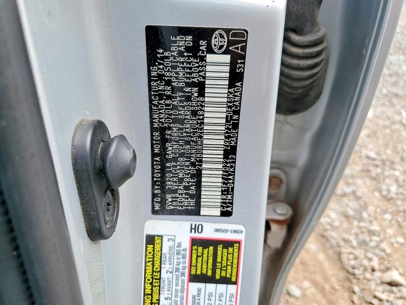 65401416 :رقم المزاد ، 2T1BURHE2EC148228 vin ، 2014 Toyota Corolla مزاد بيع