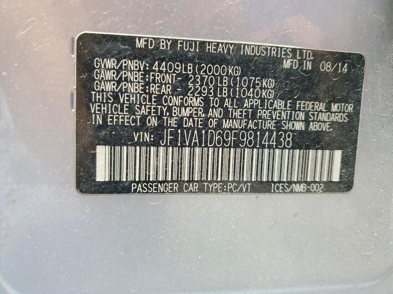 Продаж на аукціоні авто 2015 Subaru Wrx, vin: JF1VA1D69F9814438, номер лоту: 63750856