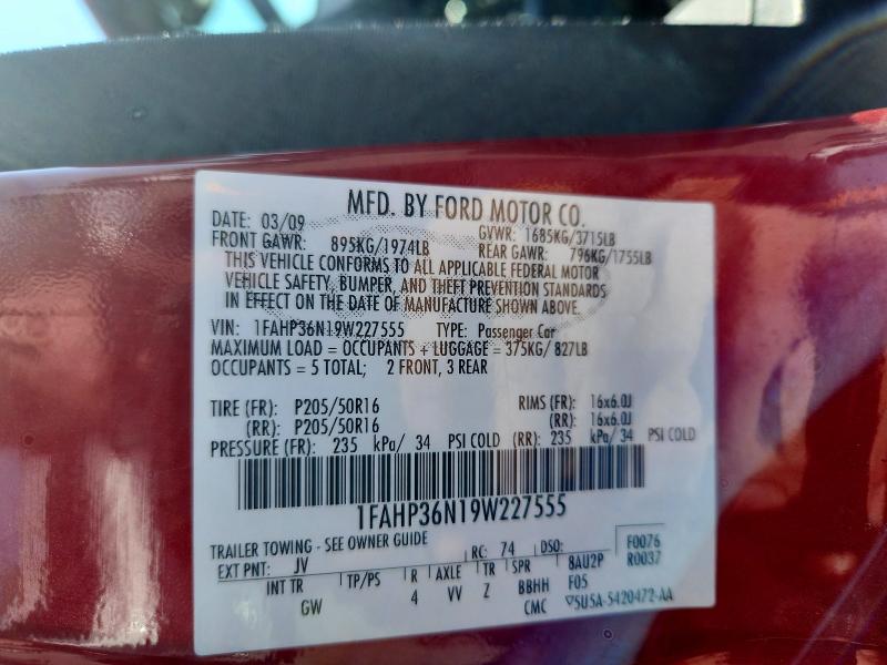 Продажа на аукционе авто 2009 Ford Focus, vin: 1FAHP36N19W227555, номер лота: 63519196
