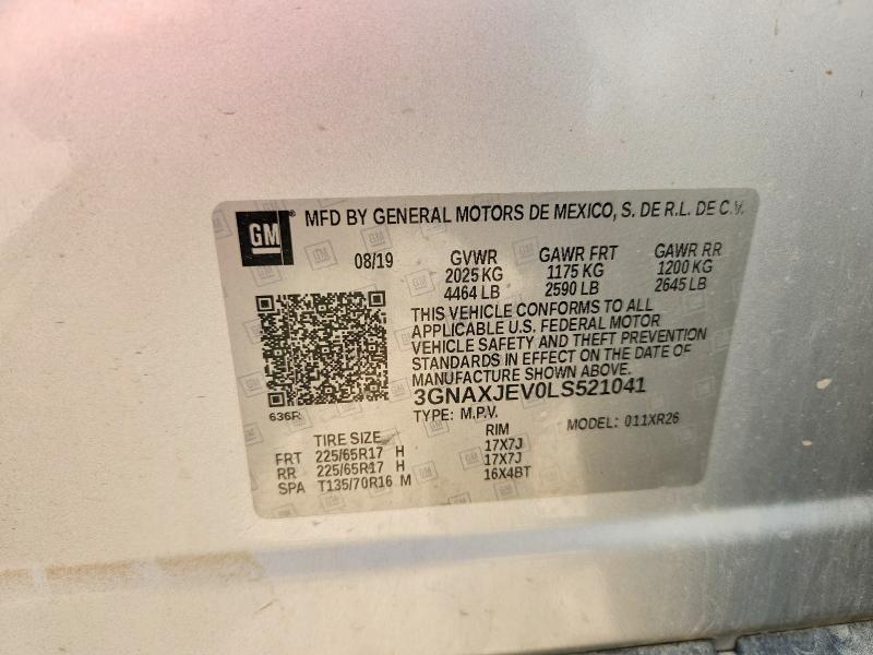 65738156 :رقم المزاد ، 3GNAXJEV0LS521041 vin ، 2020 Chevrolet Equinox مزاد بيع