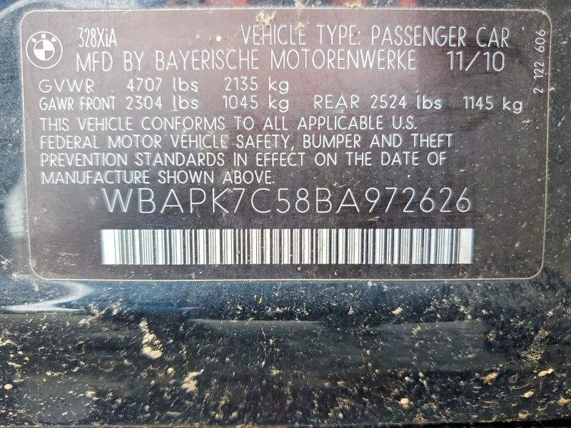 Aukcja sprzedaży 2011 Bmw 328, vin: WBAPK7C58BA972626, numer aukcji: 63602436