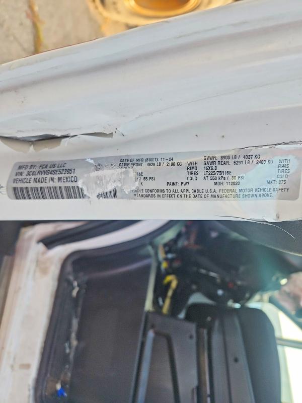 66418366 :رقم المزاد ، 3C6LRVVG4SE523951 vin ، 2025 Ram Promaster 2500 مزاد بيع
