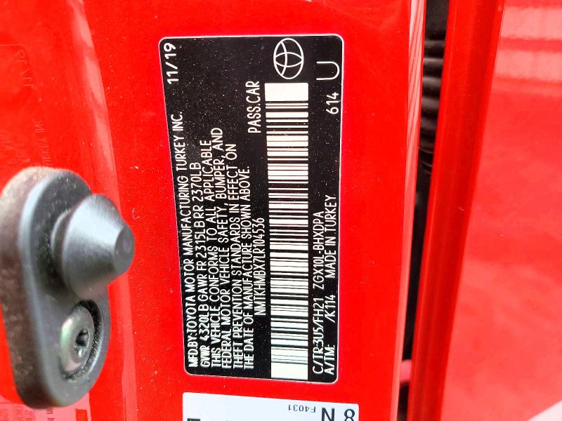 Aukcja sprzedaży 2020 Toyota C-hr, vin: NMTKHMBX7LR104536, numer aukcji: 63703736