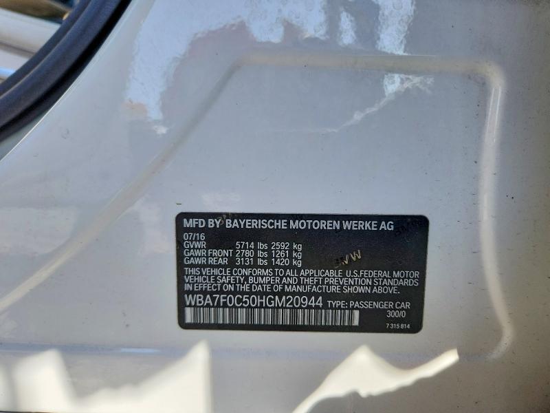 Продаж на аукціоні авто 2017 Bmw 750, vin: WBA7F0C50HGM20944, номер лоту: 63777696