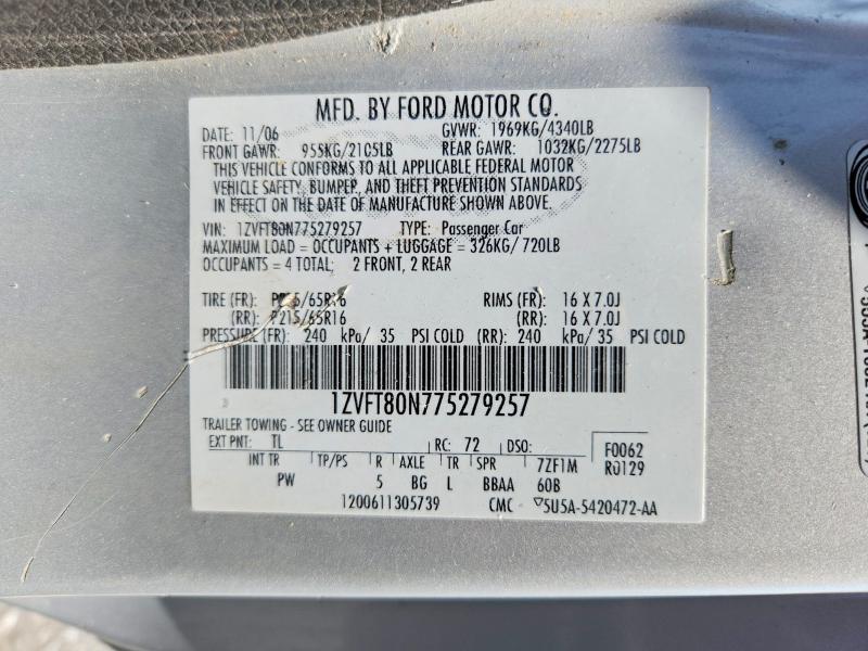 Продаж на аукціоні авто 2007 Ford Mustang, vin: 1ZVFT80N775279257, номер лоту: 64102166