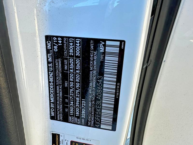 67056656 :رقم المزاد ، 4JGFF5KE3LA086543 vin ، 2020 Mercedes-benz Gls مزاد بيع