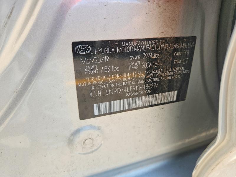Продаж на аукціоні авто 2019 Hyundai Elantra, vin: 5NPD74LF9KH482297, номер лоту: 64851016