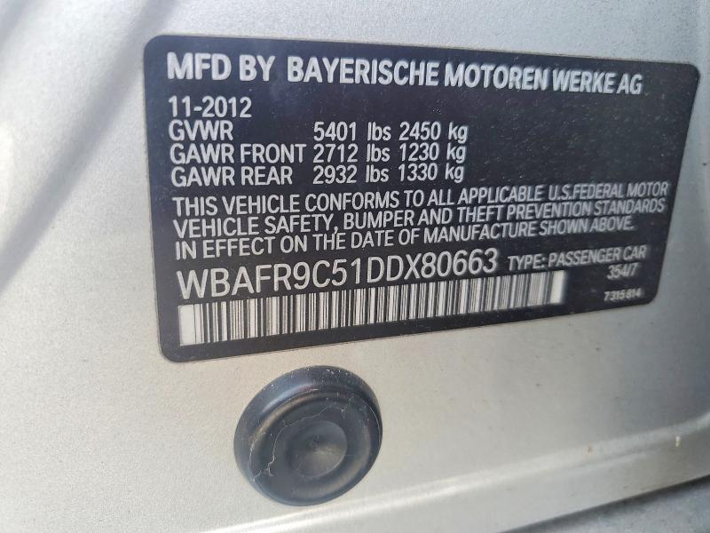 Продажа на аукционе авто 2013 Bmw 550, vin: WBAFR9C51DDX80663, номер лота: 65573636