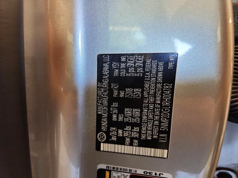 2024 Hyundai Santa Fe მანქანა იყიდება აუქციონზე, vin: 5NMP2DGL1RH004782, აუქციონის ნომერი: 63594536