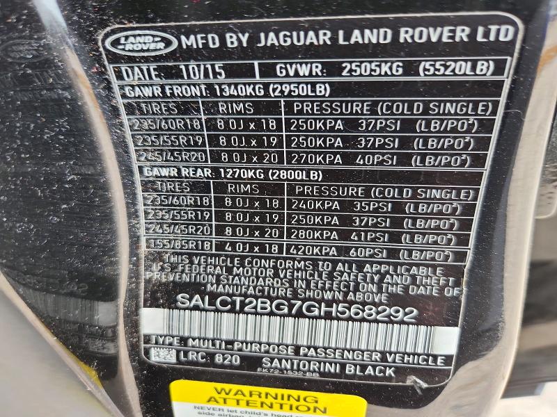Продаж на аукціоні авто 2016 Land Rover Discovery Sport, vin: SALCT2BG7GH568292, номер лоту: 63684046