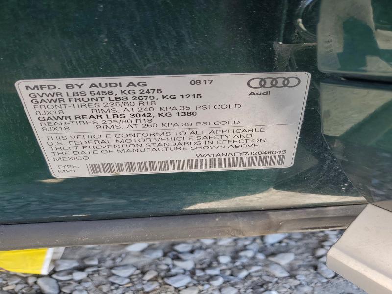 Auction sale of the 2018 Audi Q5, vin: WA1ANAFY7J2046045, lot number: 64427626