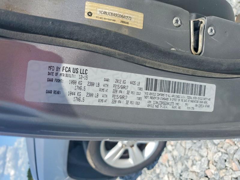 Продаж на аукціоні авто 2016 Jeep Compass, vin: 1C4NJCBA9GD641273, номер лоту: 64810736
