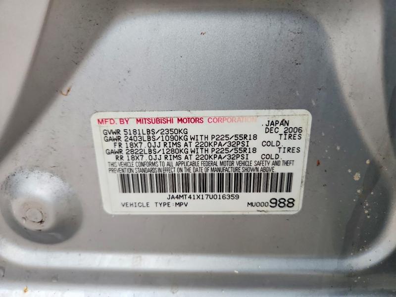 Aukcja sprzedaży 2007 Mitsubishi Outlander, vin: JA4MT41X17U016359, numer aukcji: 64260236