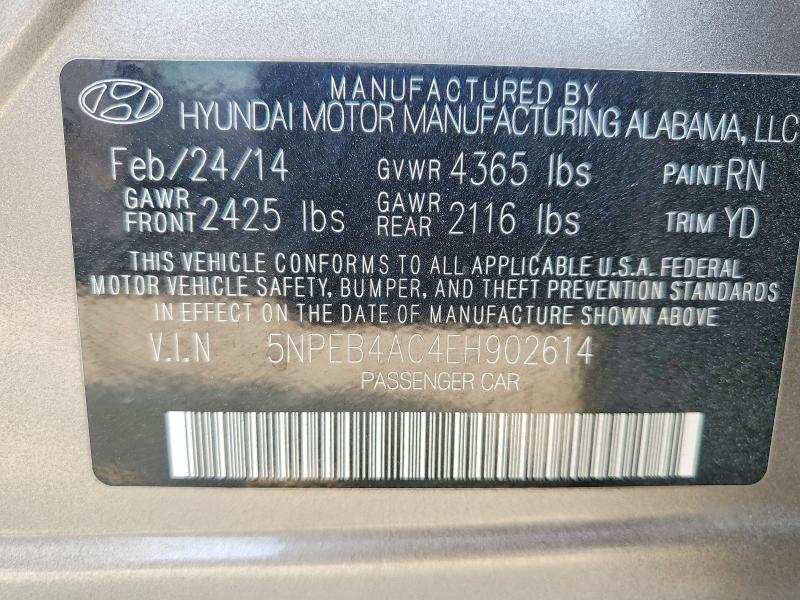 Продаж на аукціоні авто 2014 Hyundai Sonata, vin: 5NPEB4AC4EH902614, номер лоту: 64128306