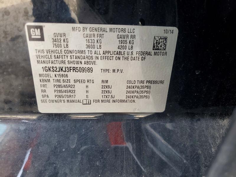 2015 Gmc Yukon Xl მანქანა იყიდება აუქციონზე, vin: 1GKS2JKJ3FR509989, აუქციონის ნომერი: 67086096