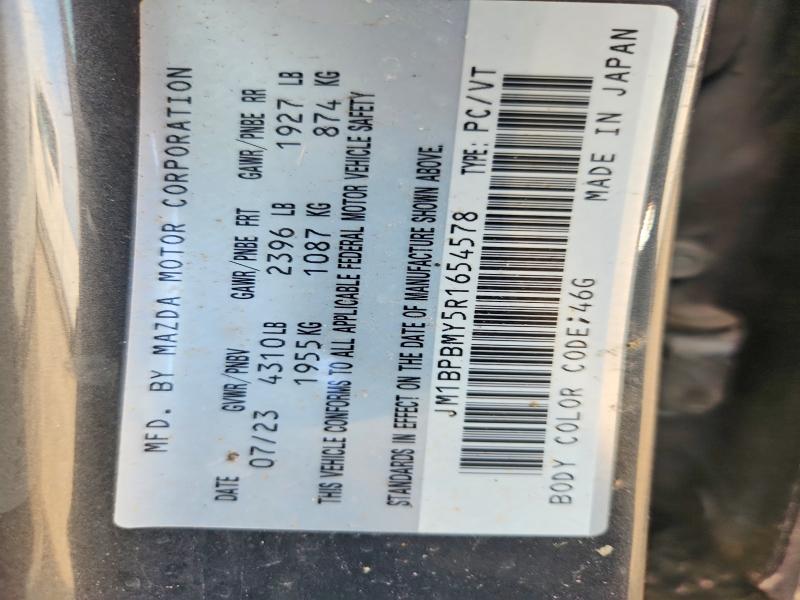 2024 Mazda 3 მანქანა იყიდება აუქციონზე, vin: JM1BPBMY5R1654578, აუქციონის ნომერი: 63813816