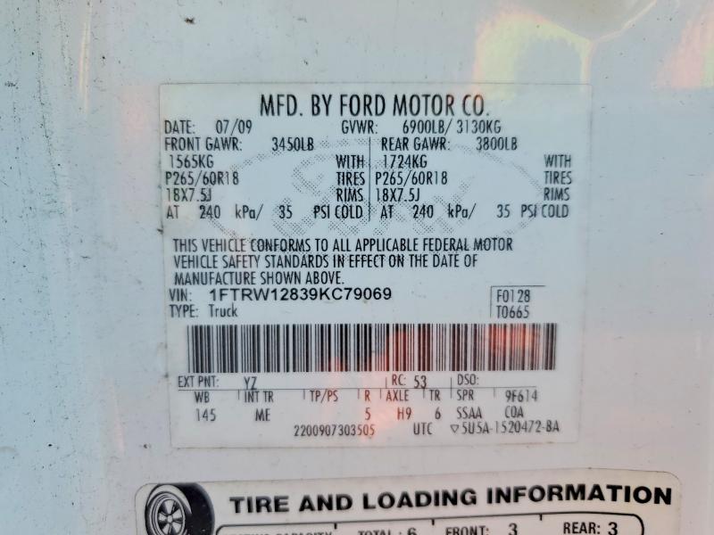 Aukcja sprzedaży 2009 Ford F150, vin: 1FTRW12839KC79069, numer aukcji: 64927976