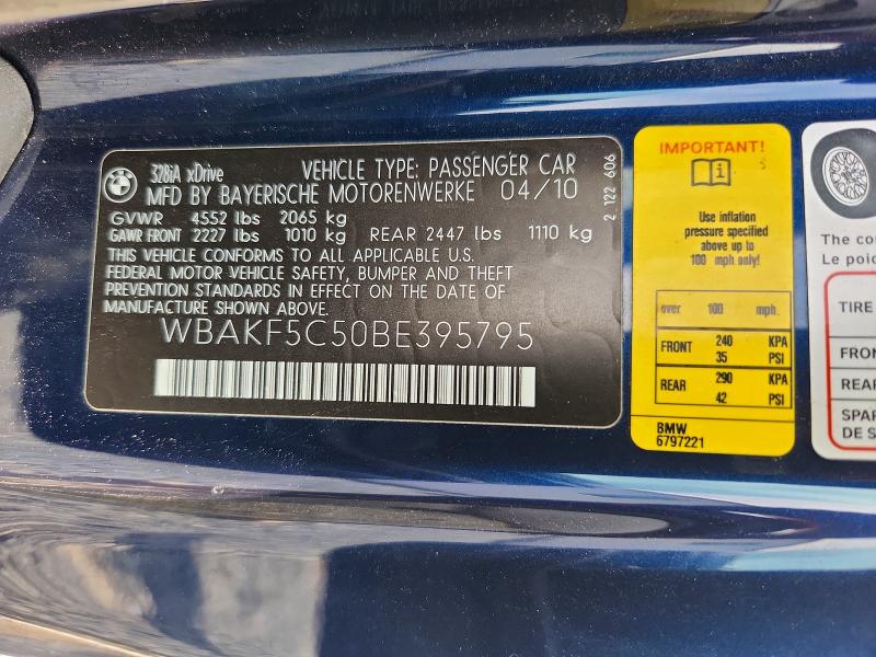 65627576 :رقم المزاد ، WBAKF5C50BE395795 vin ، 2011 Bmw 328 مزاد بيع