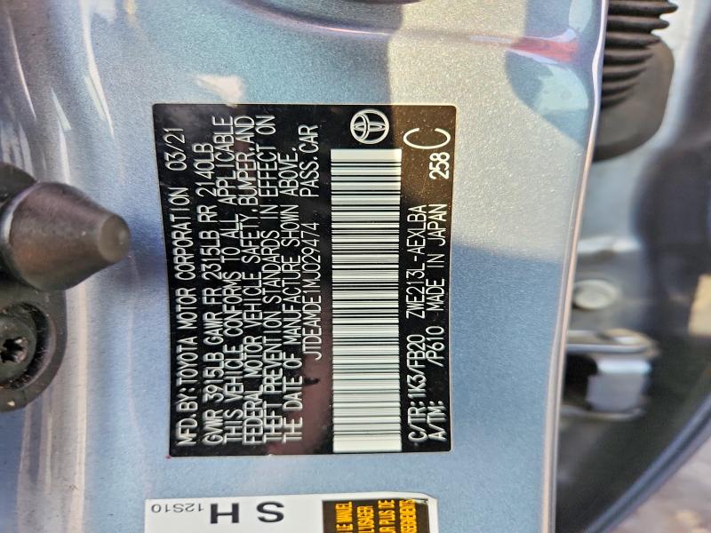 65959136 :رقم المزاد ، JTDEAMDE1MJ029474 vin ، 2021 Toyota Corolla مزاد بيع