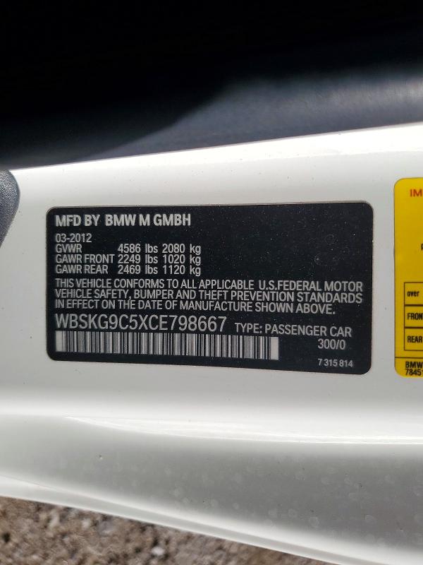 Продаж на аукціоні авто 2012 Bmw M3, vin: WBSKG9C5XCE798667, номер лоту: 66578246