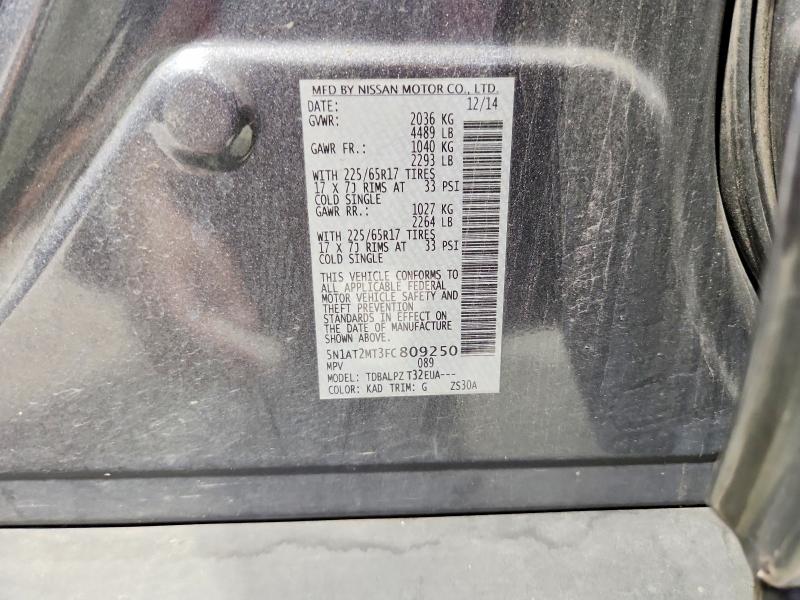 2015 Nissan Rogue მანქანა იყიდება აუქციონზე, vin: 5N1AT2MT3FC809250, აუქციონის ნომერი: 66613956