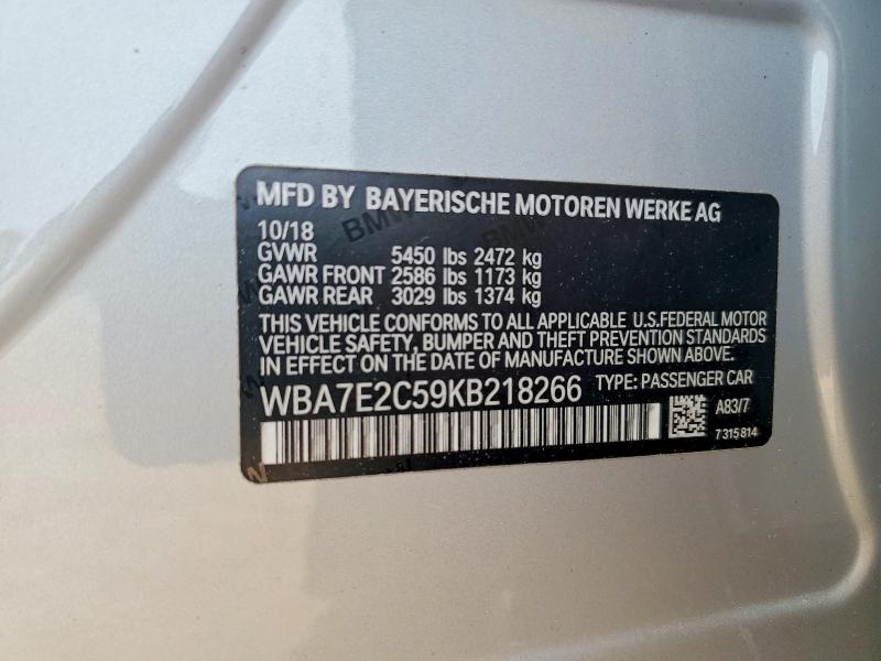 Aukcja sprzedaży 2019 Bmw 740, vin: WBA7E2C59KB218266, numer aukcji: 65501306