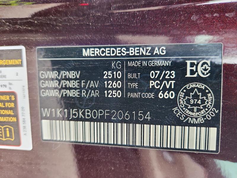 Продажа на аукционе авто 2023 Mercedes-benz E, vin: W1K1J5KB0PF206154, номер лота: 61415416
