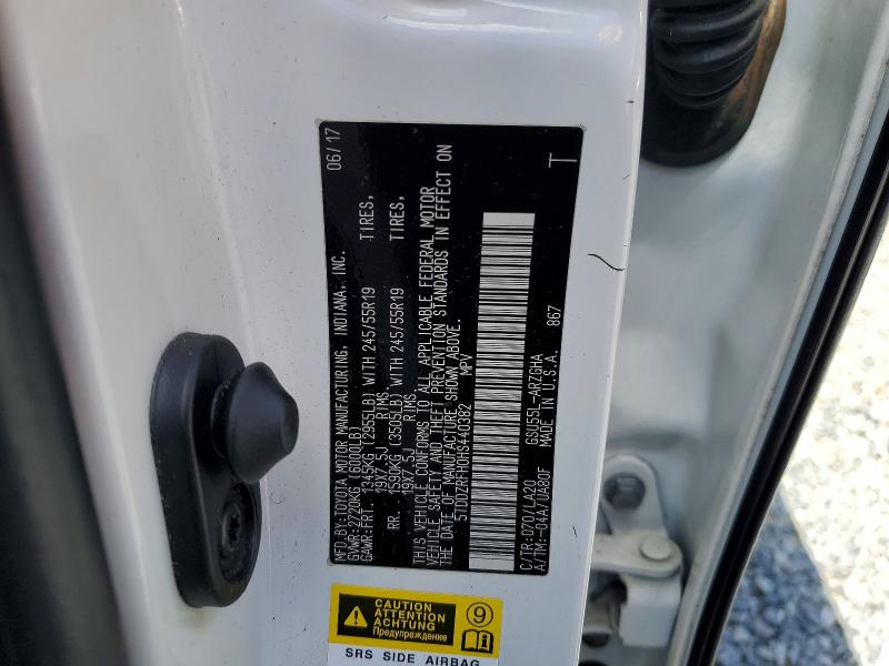 Aukcja sprzedaży 2017 Toyota Highlander, vin: 5TDDZRFH0HS440382, numer aukcji: 64044026