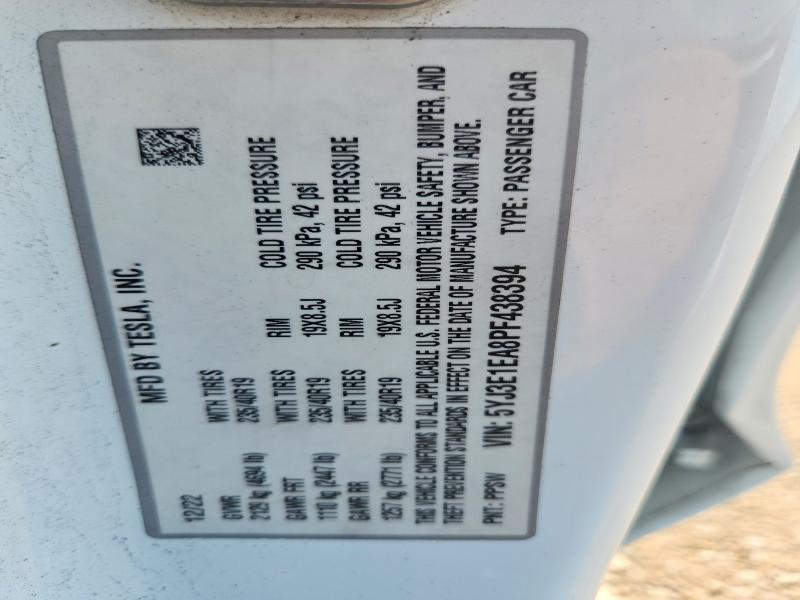 67253766 :رقم المزاد ، 5YJ3E1EA8PF438394 vin ، 2023 Tesla Model 3 مزاد بيع