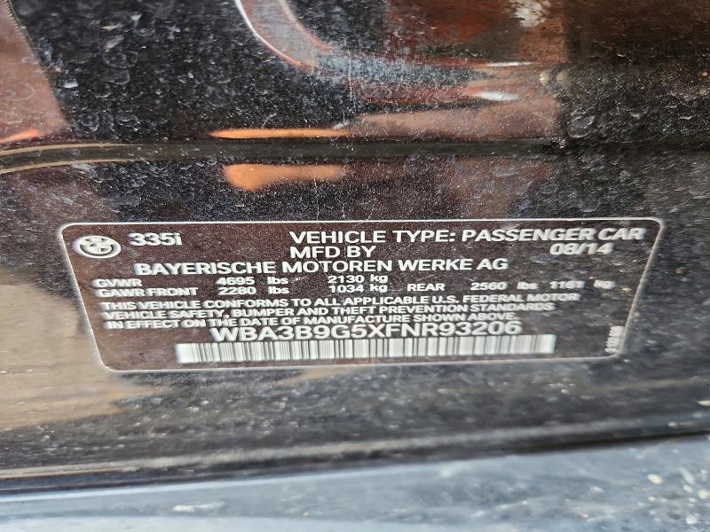Aukcja sprzedaży 2015 Bmw 335, vin: WBA3B9G5XFNR93206, numer aukcji: 63472776