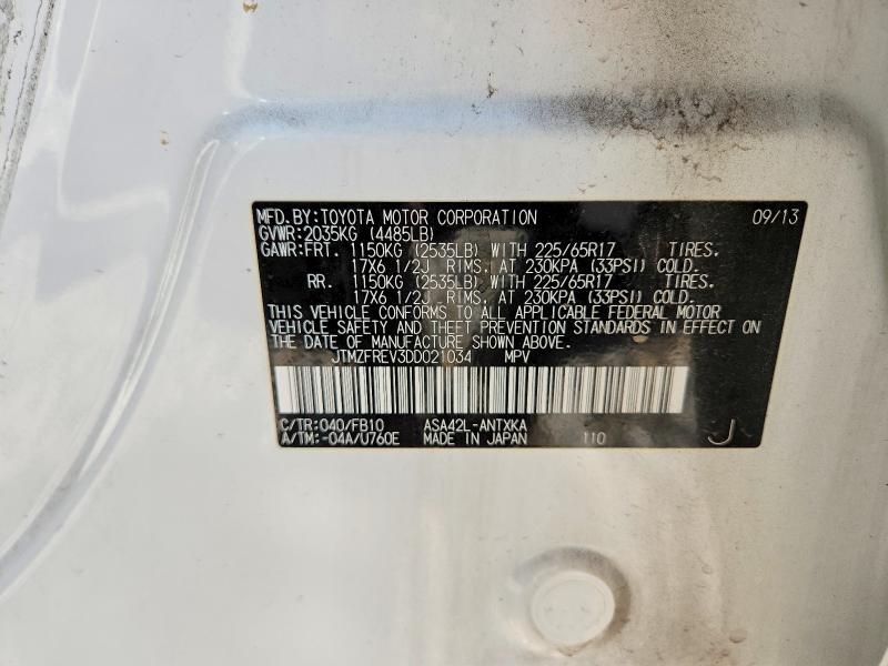 63680196 :رقم المزاد ، JTMZFREV3DD021034 vin ، 2013 Toyota Rav4 مزاد بيع