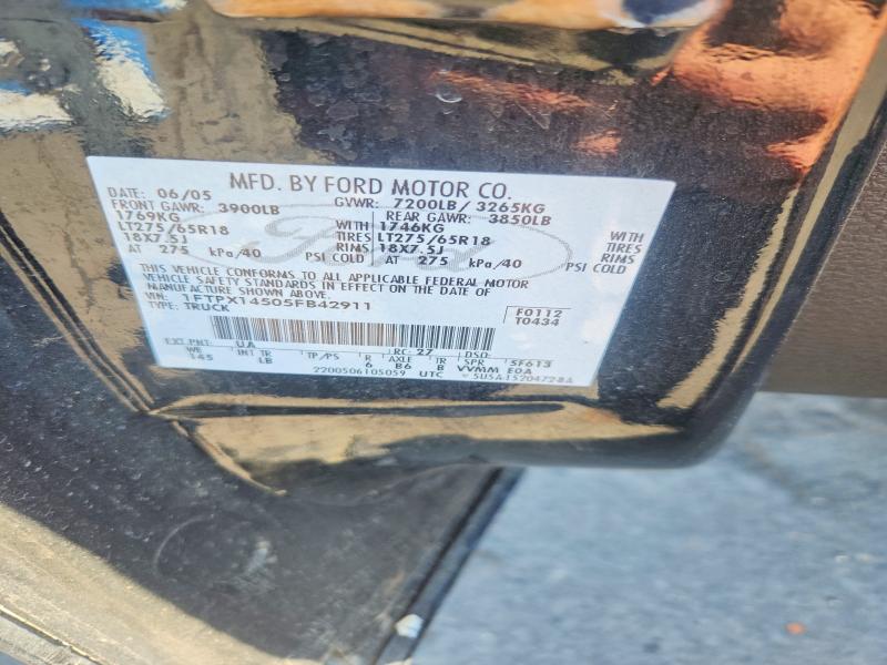 65135386 :رقم المزاد ، 1FTPX14505FB42911 vin ، 2005 Ford F150 مزاد بيع