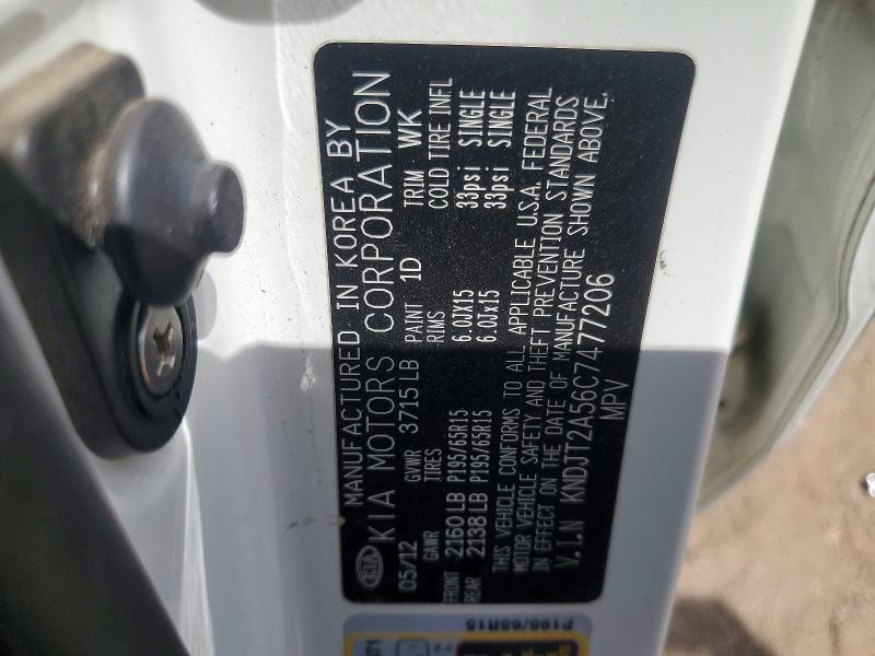 66437676 :رقم المزاد ، KNDJT2A56C7477206 vin ، 2012 Kia Soul مزاد بيع