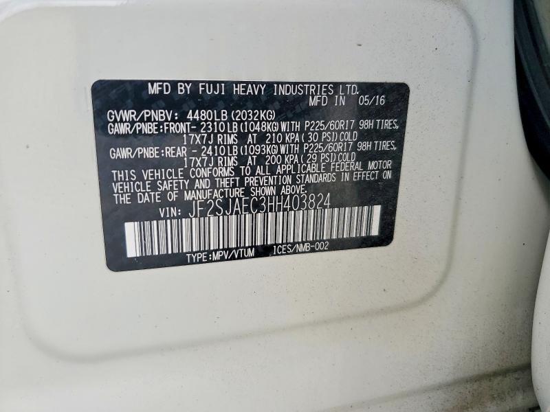 Продажа на аукционе авто 2017 Subaru Forester, vin: JF2SJAEC3HH403824, номер лота: 66432886