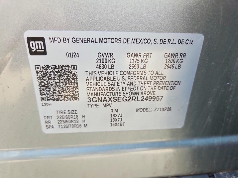 Aukcja sprzedaży 2024 Chevrolet Equinox, vin: 3GNAXSEG2RL249957, numer aukcji: 63703196