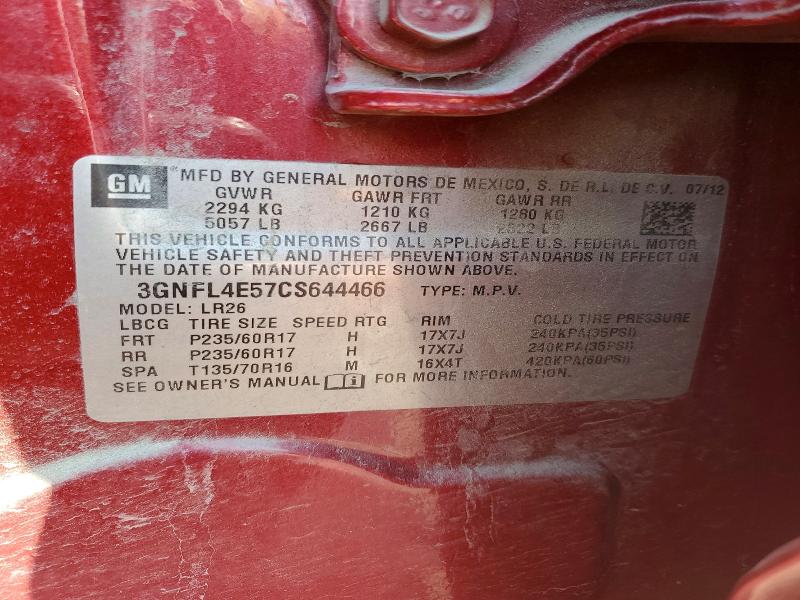 64846486 :رقم المزاد ، 3GNFL4E57CS644466 vin ، 2012 Chevrolet Captiva مزاد بيع