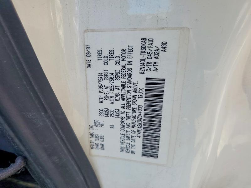 1998 Toyota Tacoma მანქანა იყიდება აუქციონზე, vin: 4TANL42N1WZ044330, აუქციონის ნომერი: 63592146