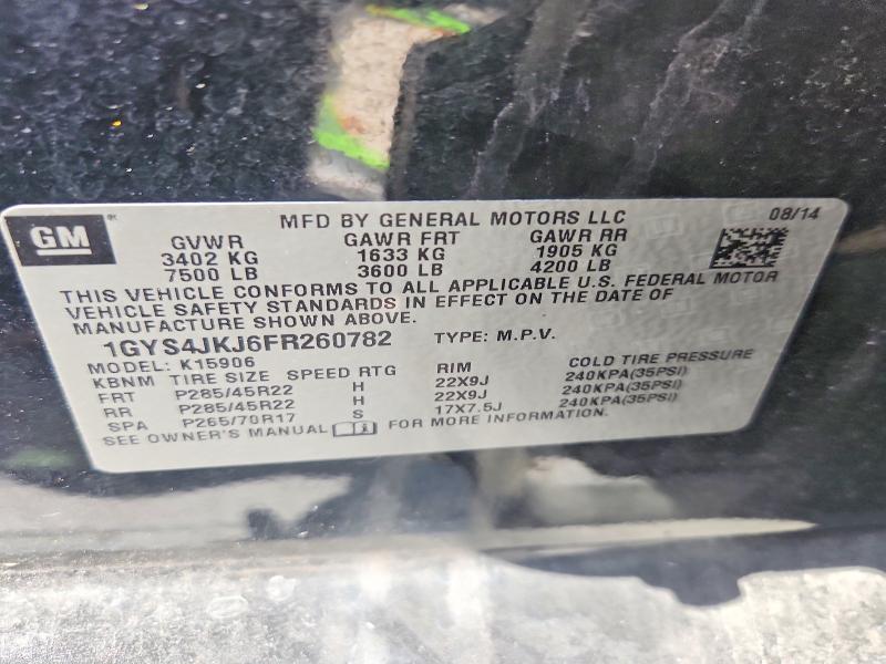 64642156 :رقم المزاد ، 1GYS4JKJ6FR260782 vin ، 2015 Cadillac Escalade مزاد بيع