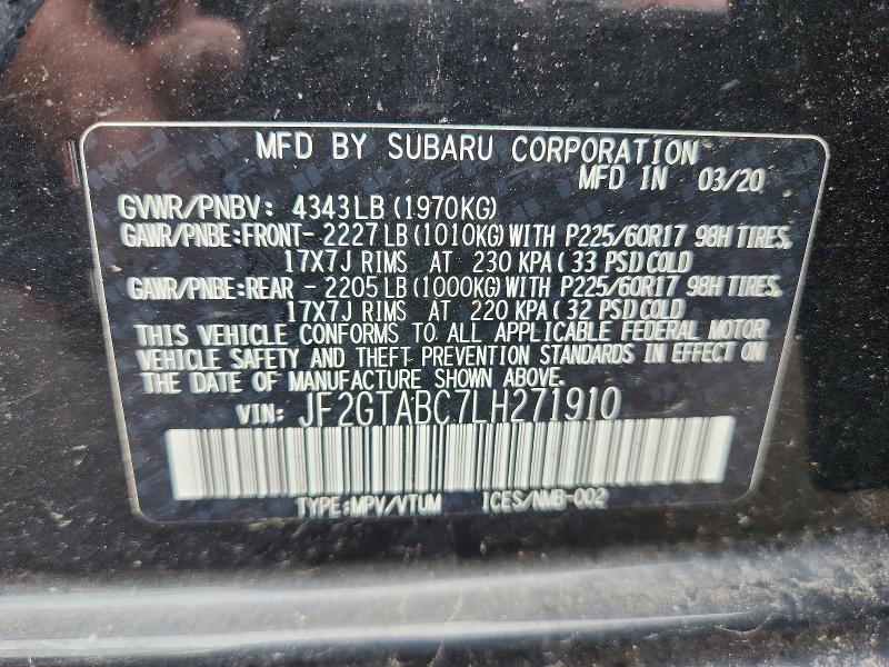 Продаж на аукціоні авто 2020 Subaru Crosstrek, vin: JF2GTABC7LH271910, номер лоту: 63780576