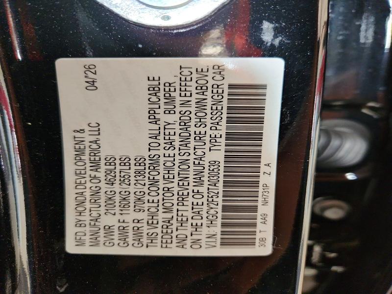 Aukcja sprzedaży 2026 Honda Accord, vin: 1HGCY2F52TA030539, numer aukcji: 65133316